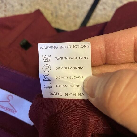 VTG 1980s Dressystar Milkmaid MidiDress MaroonBlack Goth Vamp Halter Strap Tie - Picture 5 of 12